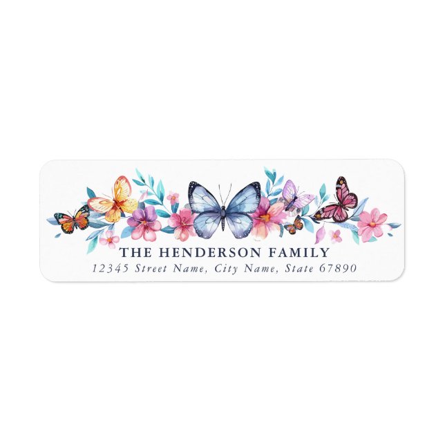 Pretty Butterflies Return Address Labels (Front)