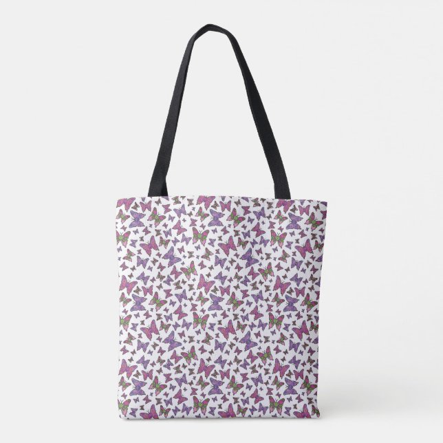 Pretty Butterflies Violet Tote Bag (Back)