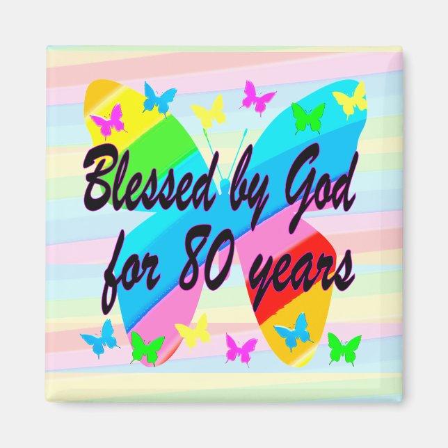 PRETTY BUTTERFLY 80TH BIRTHDAY BLESSINGS MAGNET (Front)
