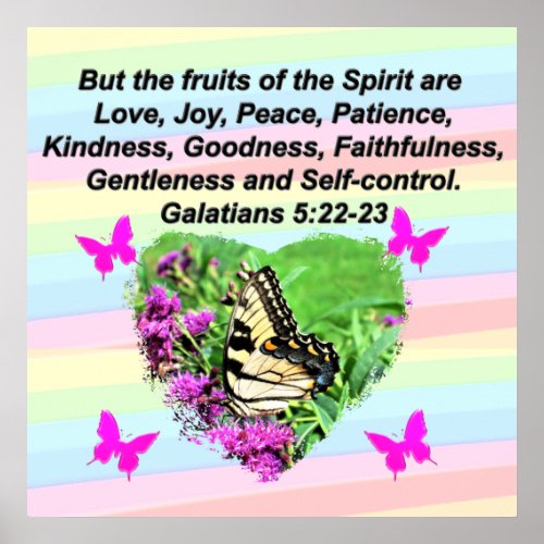 PRETTY BUTTERFLY AND FLORAL GALATIANS 5 POSTER