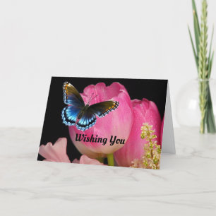 Pretty Butterfly And Flowers Birthday Card