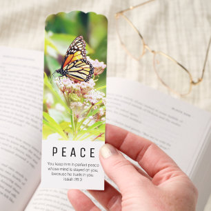 Pretty Butterfly and Flowers Peace Scripture Bible Bookmarks
