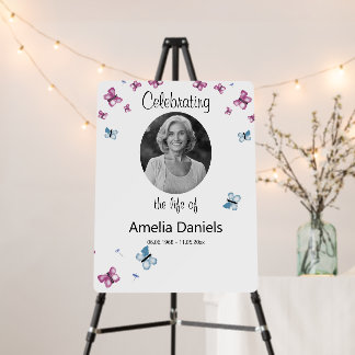 Pretty Butterfly Celebration of Life Photo Foam Board