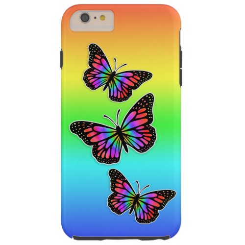 Pretty Butterfly Colorful Rainbow   Tough iPhone 6 Plus Case