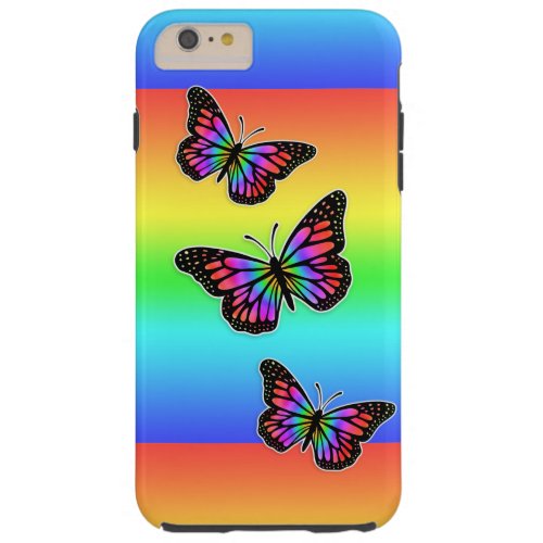 Pretty Butterfly Colorful Rainbow Tough iPhone 6 Plus Case