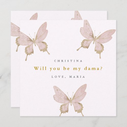 Pretty Butterfly Dama Proposal Quinceanera Invitation