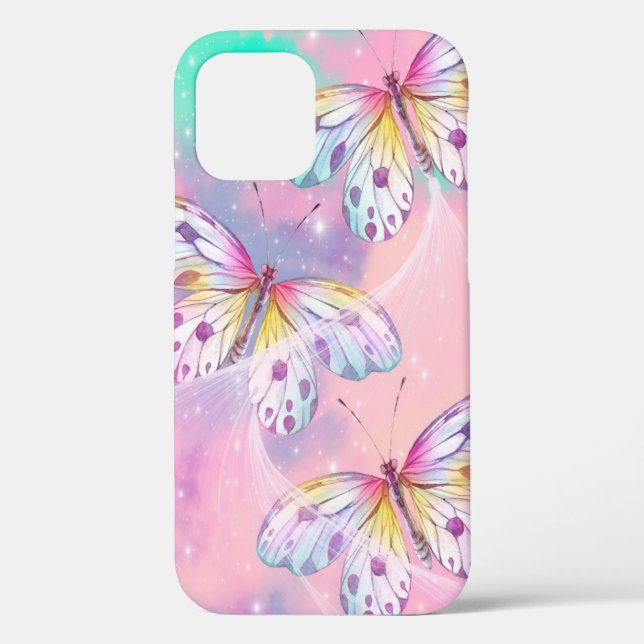 Pretty Butterfly Design with Mixed Pastels Case-Mate iPhone Case (Back)