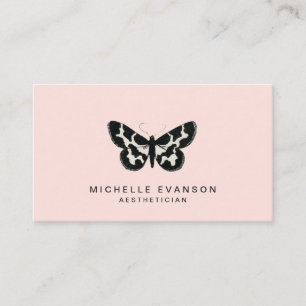 Pretty Butterfly Elegant Logo Blush Pink Business Card