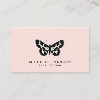 Pretty Butterfly Elegant Logo Blush Pink Business Card by whimsydesigns at Zazzle