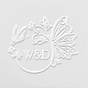 Pretty Butterfly Frame Couple Initial Monogram Embosser