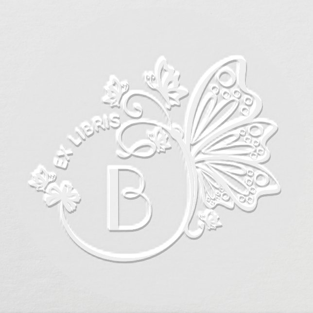 Pretty Butterfly Frame Library Book Initial Embosser (Design)