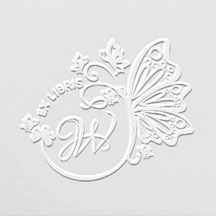 Pretty Butterfly Frame Library Book Initial Embosser