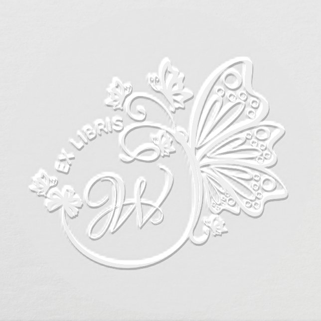 Pretty Butterfly Frame Library Book Initial Embosser (Design)