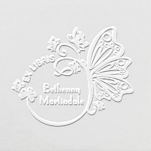 Pretty Butterfly Frame Library Book Name Embosser