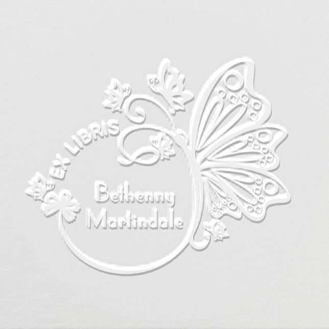 Pretty Butterfly Frame Library Book Name Embosser (Design)