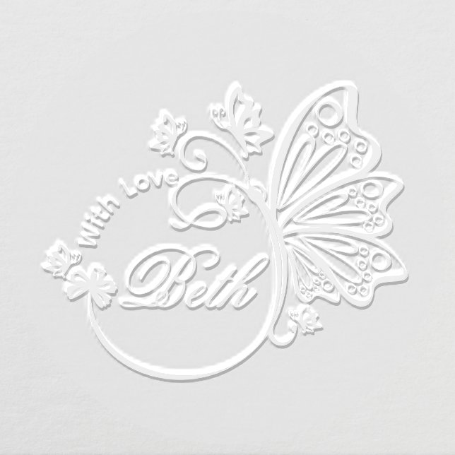 Pretty Butterfly Frame “With Love”, 4 Letter Name Embosser (Design)