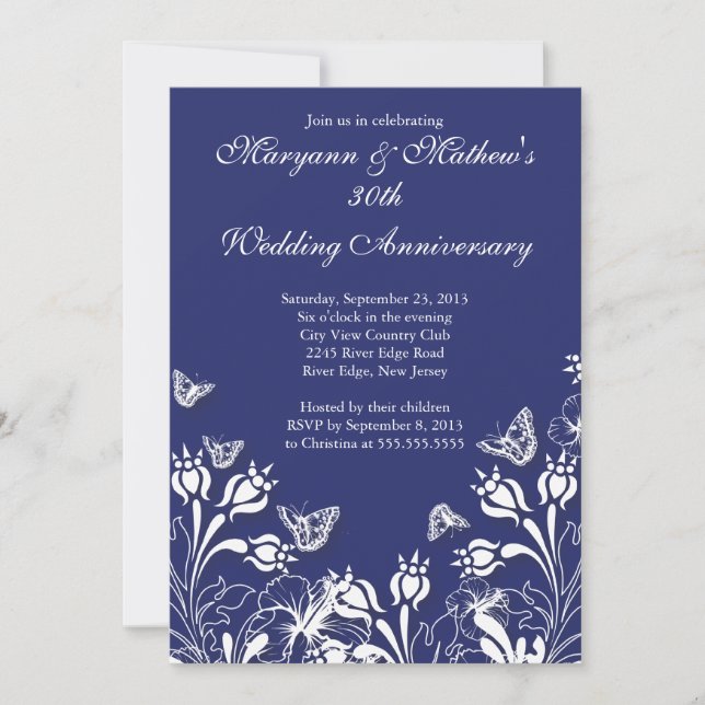 Pretty Butterfly Garden Wedding Anniversary Invitation (Front)