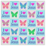 PRETTY BUTTERFLY I LOVE JESUS FABRIC