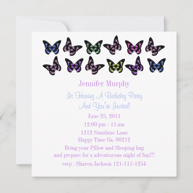Pretty Butterfly Invitations (Front)