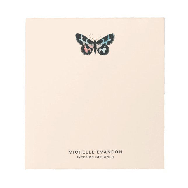 Pretty Butterfly Logo Pastel Peach Watercolor Notepad (Front)