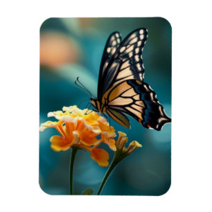 Pretty Butterfly on a Flower Magnet