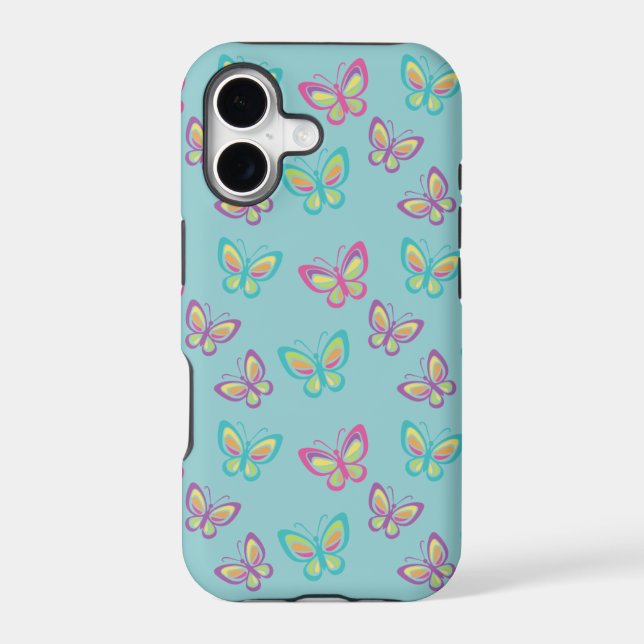 Pretty Butterfly Pattern Blue Case-Mate iPhone Case (Back)