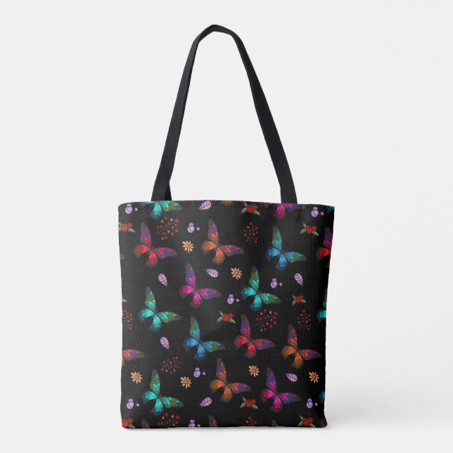 Pretty Butterfly Pattern in Jewel Tones Tote Bag (Back)