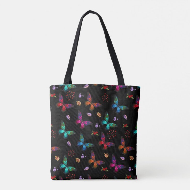 Pretty Butterfly Pattern in Jewel Tones Tote Bag | Zazzle