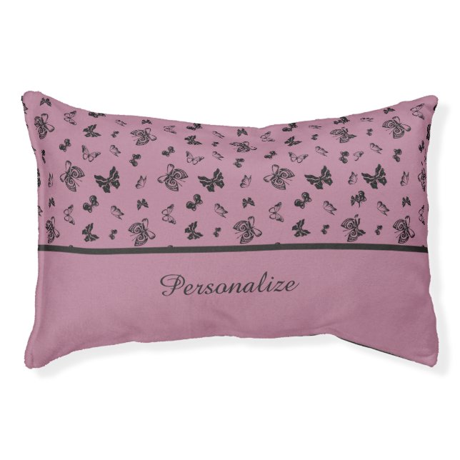 Pretty Butterfly Pattern Purple Black Cat Dog Pet Bed (Front)