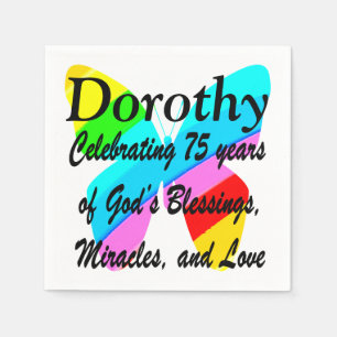 PRETTY BUTTERFLY PERSONALIZE 75TH BIRTHDAY NAPKIN