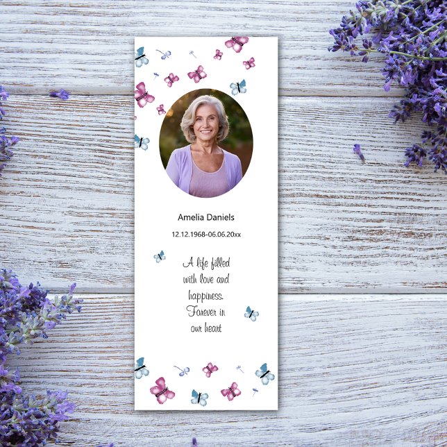 Pretty Butterfly Photo Funeral Bookmark (Creator Uploaded)