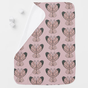 Pretty Butterfly Pink Art Pattern Baby Blanket