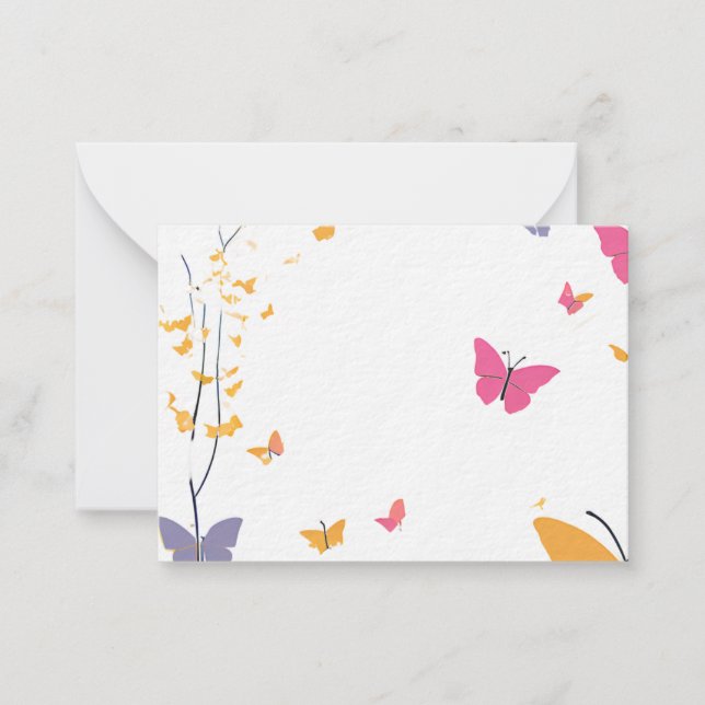 Pretty Butterfly Print Flat Note Card (Front)