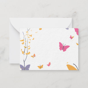 Pretty Butterfly Print Flat Note Card