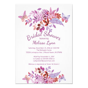 Purple Butterfly Bridal Shower Invitations 10