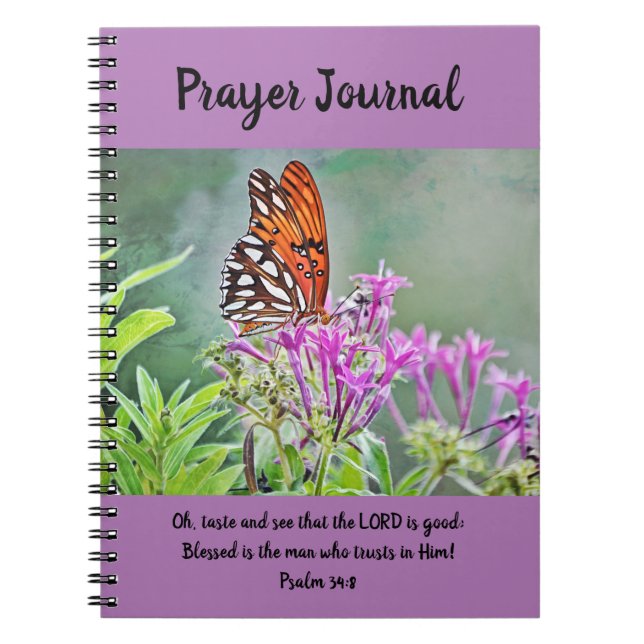 Pretty Butterfly Purple Flowers Prayer Journal (Front)