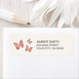 Pretty Butterfly Rose Gold Foil Nature Label