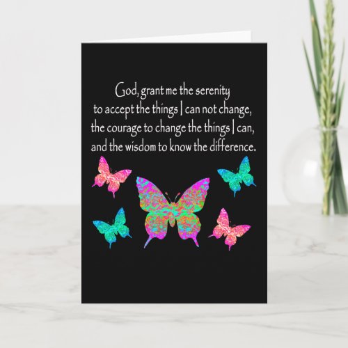 PRETTY BUTTERFLY SERENITY PRAYER DESIGN CARD