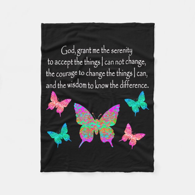 PRETTY BUTTERFLY SERENITY PRAYER DESIGN FLEECE BLANKET (Front)