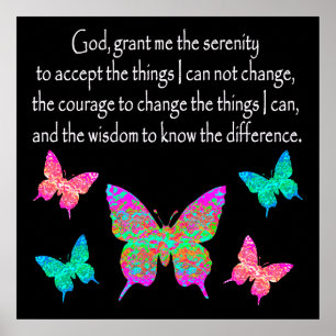 PRETTY BUTTERFLY SERENITY PRAYER DESIGN POSTER