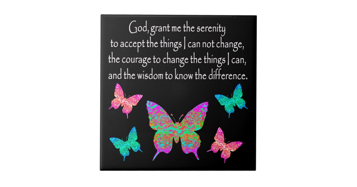 PRETTY BUTTERFLY SERENITY PRAYER DESIGN TILE | Zazzle