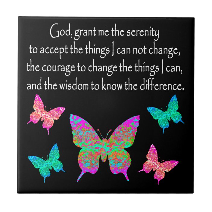 PRETTY BUTTERFLY SERENITY PRAYER DESIGN TILE | Zazzle.com