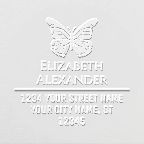 Pretty Butterfly Silhouette Name Return Address 1 Embosser