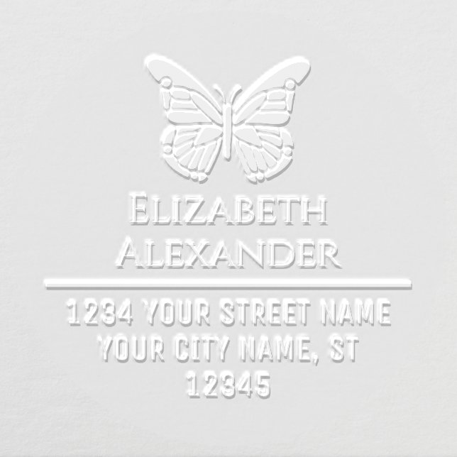 Pretty Butterfly Silhouette Name Return Address #1 Embosser (Design)