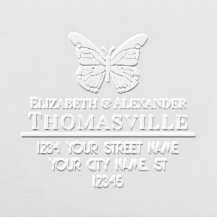 Pretty Butterfly Silhouette Name Return Address #1 Embosser