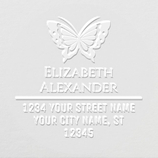 Pretty Butterfly Silhouette Name Return Address #2 Embosser (Design)