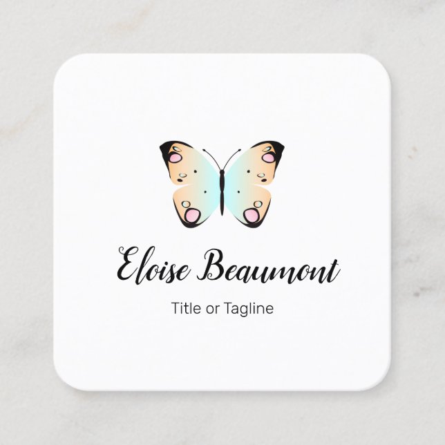 Pretty Butterfly Square Business Card (Front)