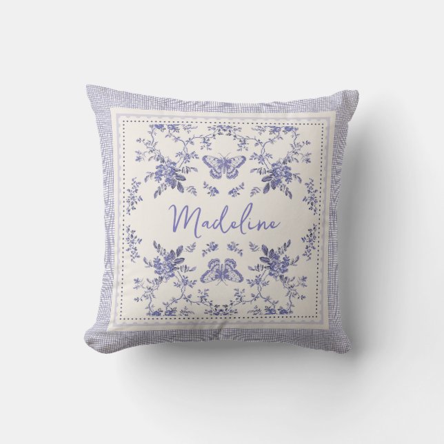 Pretty Butterfly Toile  Throw Pillow (Front)