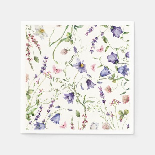 Pretty Butterlies Floral Bridal Shower Napkins