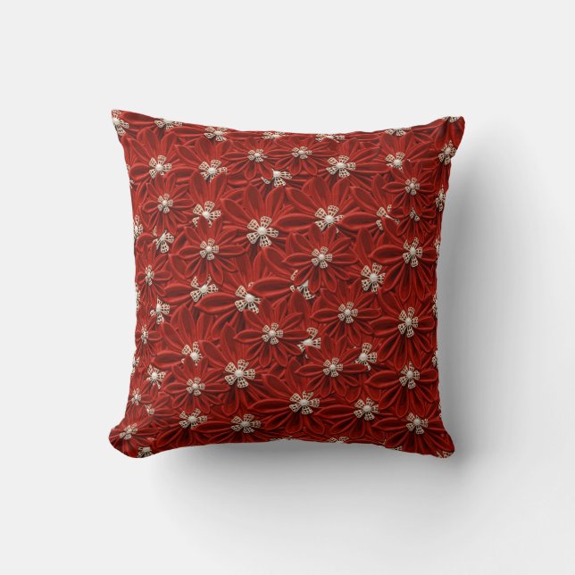 Pretty Buttons and Bows Design Throw Pillow (Front)